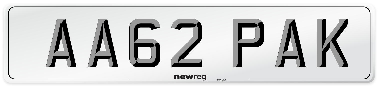 AA62 PAK Number Plate from New Reg